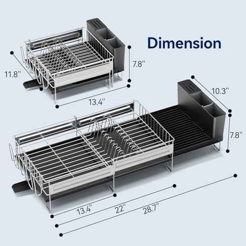 Expandable Stainless Steel Dish Drying Rack, Black