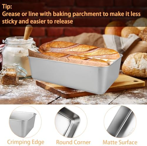 AKOLAFE 12 Pack Stainless Steel Loaf Pan 8.5 x 5.5 Inch Banana Bread