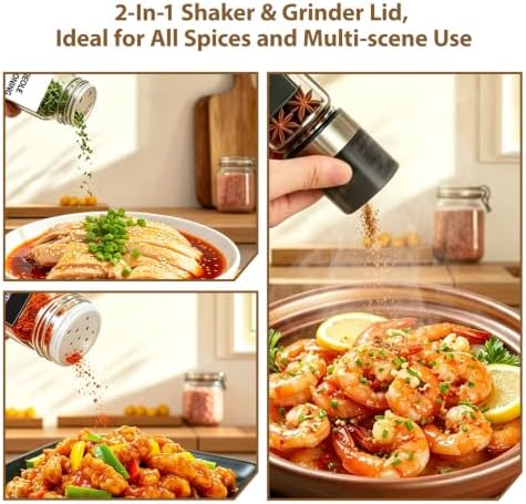 Glass Spice Jars with Label 24 Pcs Seasoning Containers with Wood Lids