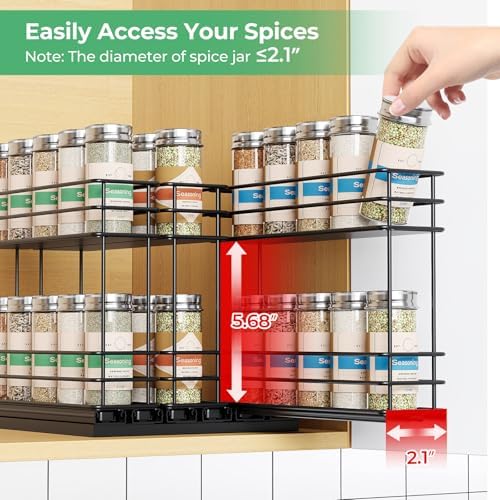 Mystozer Pull Out Spice Rack Organizer for Cabinet, Slide Out Spice