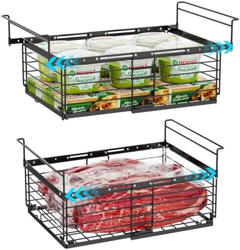iSPECLE Freezer Organizer Bins, Adjustable, 10-20 Cu Ft