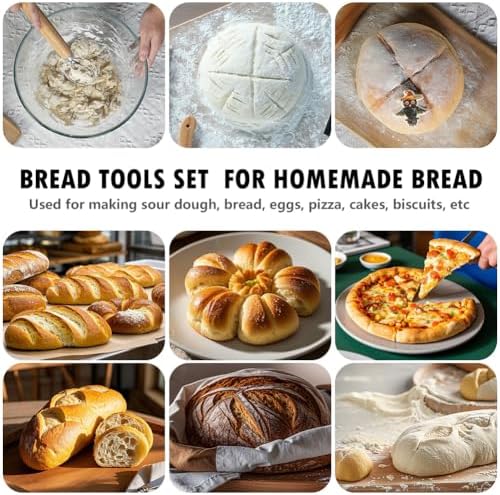 Bread Making Tools and Supplies - Set of 3 - Danish Dough Whisk and