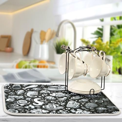 OTVEE Diving Equipment Art Dish Drying Mat for Kitchen Counter