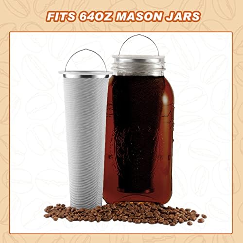 3 Pcs Cold Brew Coffee Filter With Handle 2 Quart Stainless Steel
