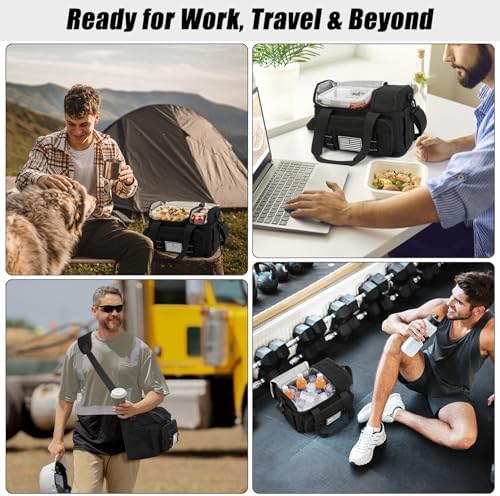 Lunch Box for Men Women, 15L Insulated Lunch Bag with Hot/Cold