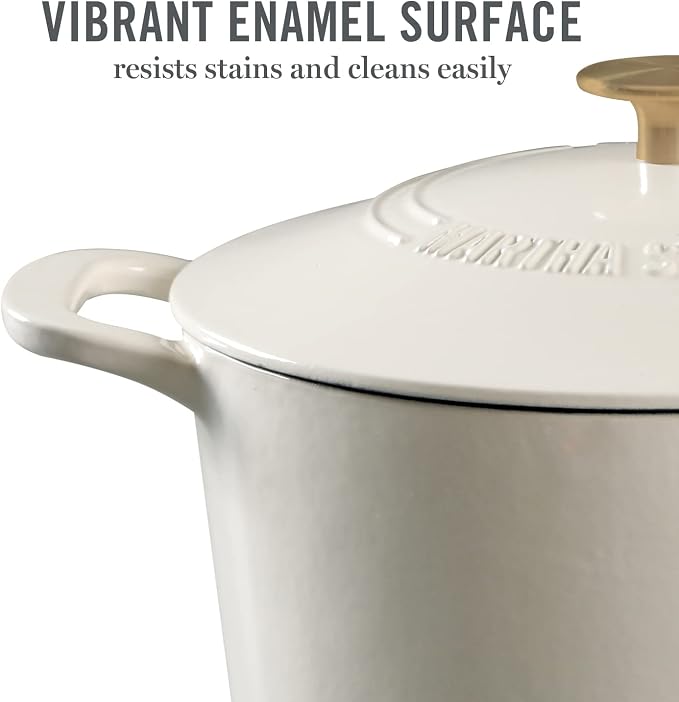 MARTHA STEWART Gatwick 7-Quart Enamel Cast Iron Dutch Oven – Linen White - Image 3