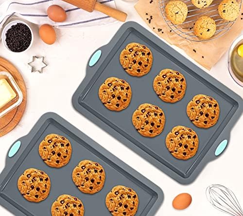 Webake 2Pcs Silicone Sheet Cake Pan with Metal Frame, 14 Inch Silicone