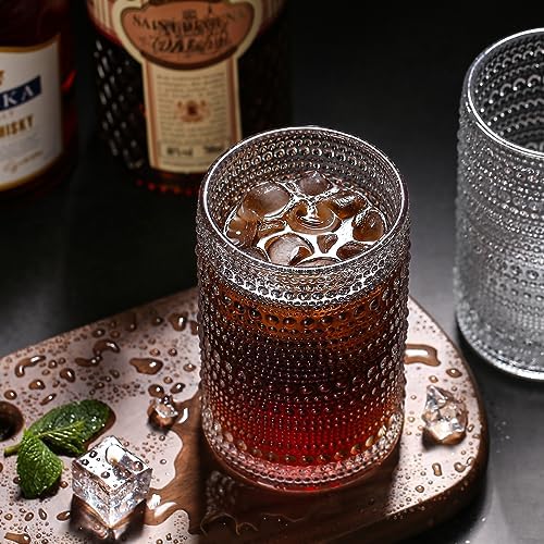 Amzcku Vintage Highball Drinking Glass Set of 12 - Kitchen Glasses Cup