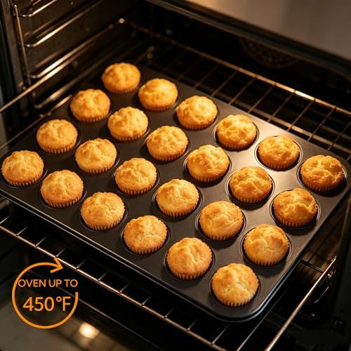 Artcochan 2 Pack Mini Muffin Pan with 400 Cupcake Liners for Baking