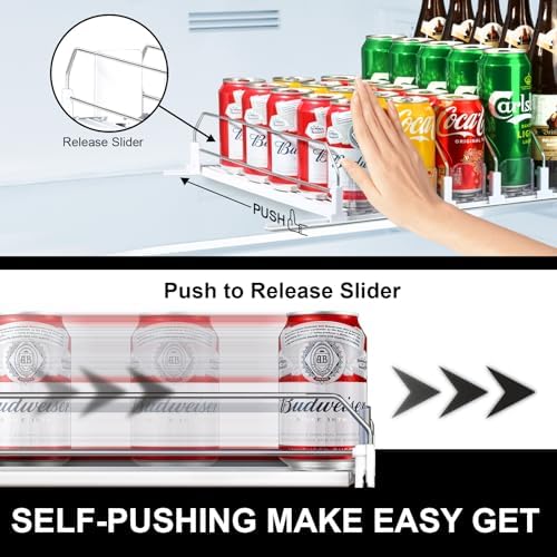 LumoShine Drink Organizer for Fridge, Holds Up to 25 Cans, White