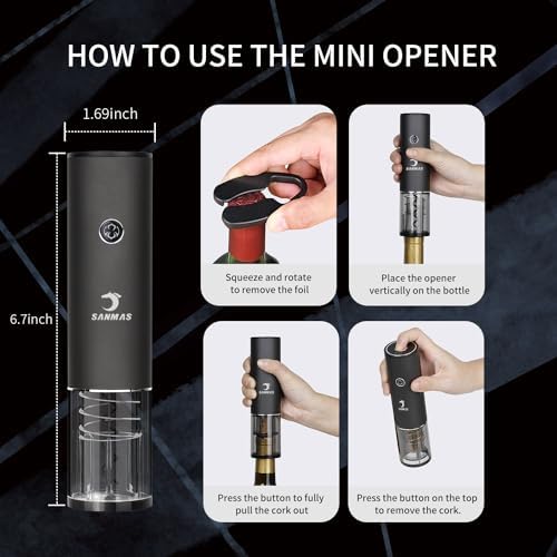 SANMAS Electric Wine Opener Rechargeable, Aerator & Preserver Wine