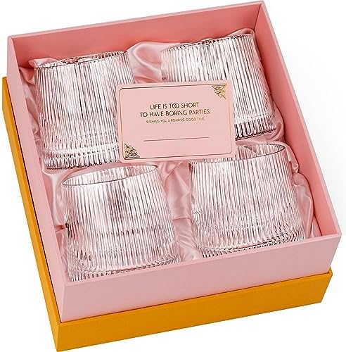 GLASSIQUE CADEAU Vintage Art Deco Speakeasy Lowball Glasses | Set of 4