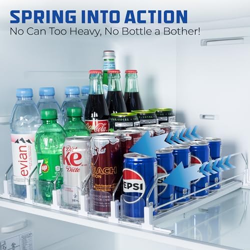 Drink Organizer for Fridge-White Automatic Pusher Glide,12oz 16oz