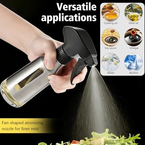 2-Pack Stainless Steel Oil Spray Bottles, 180ml Olive Oil Mister for