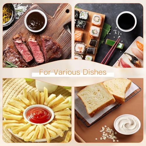 4 Inch Ceramic Dipping Sauce Dish Set - 6 Pcs Small Condiment Bowls