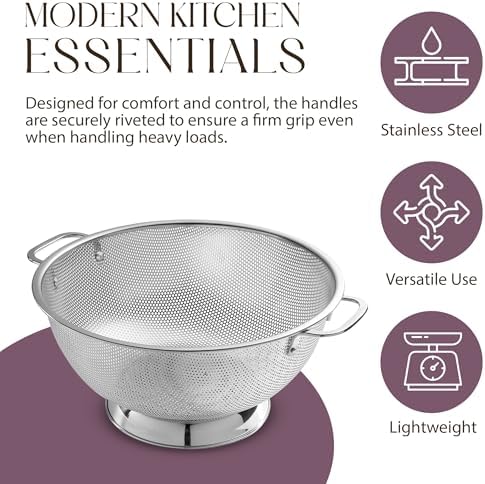 Bellemain Stainless Steel Colander for Kitchen, 3 & 5 Qt Strainers