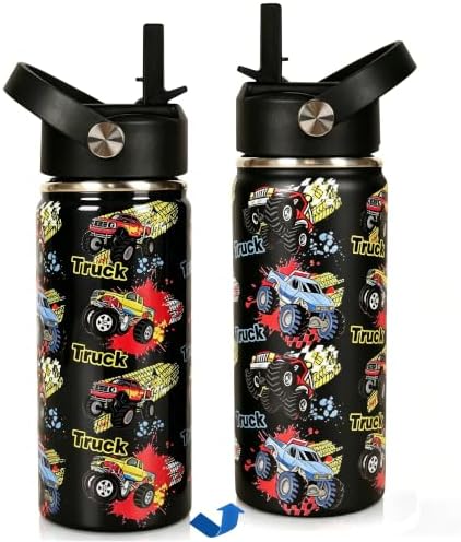 Monster Truck Boys Water Bottle, 16oz Kids Water Bottle Stainless