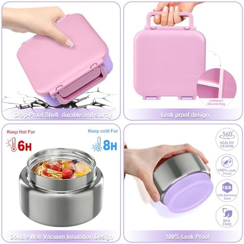 Kids Bento Lunch Box with 9oz Soup Thermo Leakproof Lunch Food