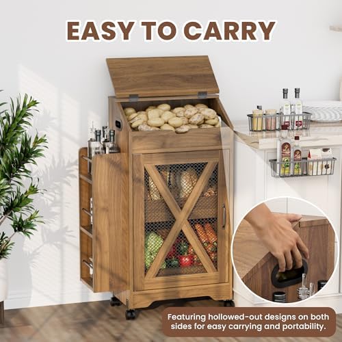 Potato and Onion Storage Bin Movable Bread Box with Lid Modern