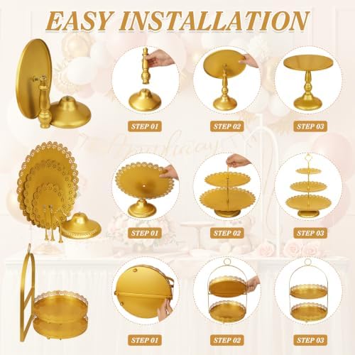 10 Pcs Gold Cake Stand Set Metal Cupcake Stands, Multiple Styles