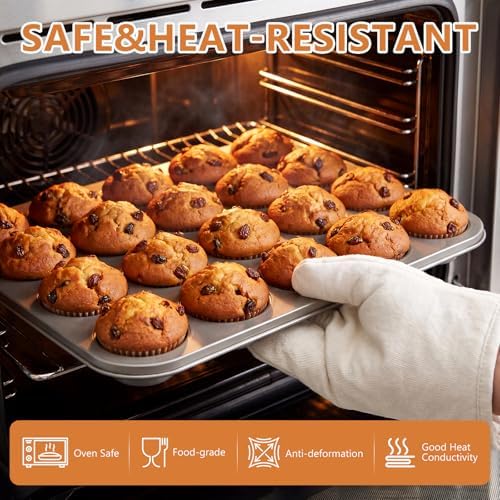 Domensi 4 Pcs Mini Muffin Pan 24 Cup Carbon Steel Cupcake Baking Pan
