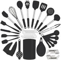 Silicone Kitchen Cooking Utensils Set, Black