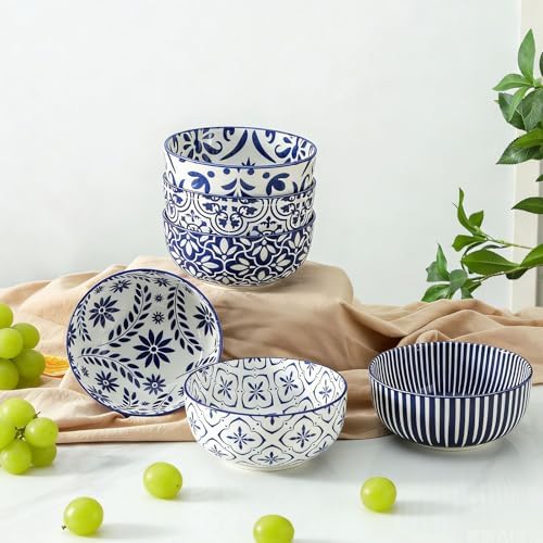 Soup Bowls, 28 Ounce Ceramic Cereal Bowls Set of 6