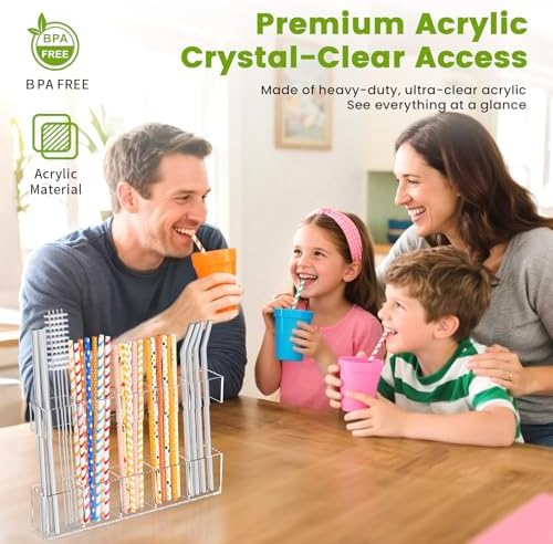 Mpotmiy 9.5" Acrylic Straw Holder Organizer