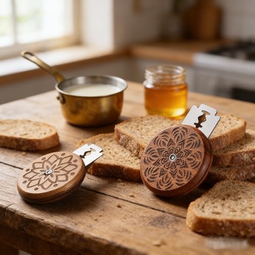 NAIVELY- UFO Bread Lame Cutter for Sourdough, 2 Pieces Wooden Lame