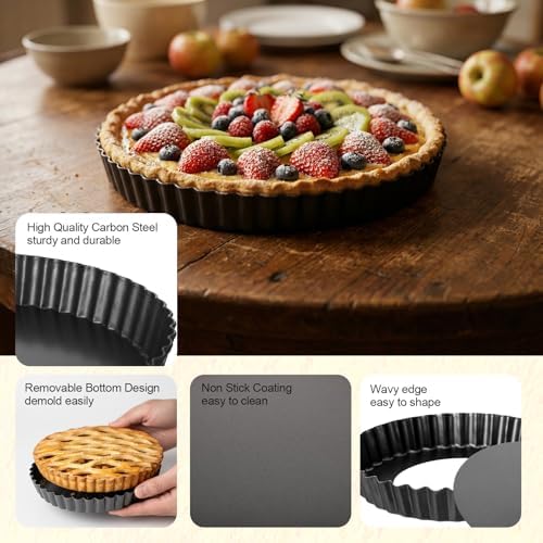 5 Packs Tart Pans Removable Bottom, Nonstick Steel Round