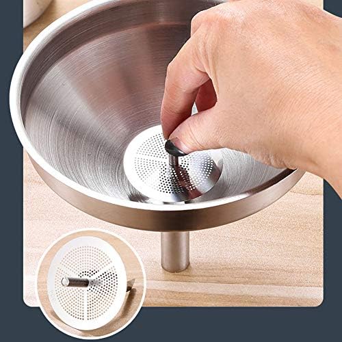 Stainless Steel Funnel with Fine Mesh Strainer, 5-Inch Metal Hopper