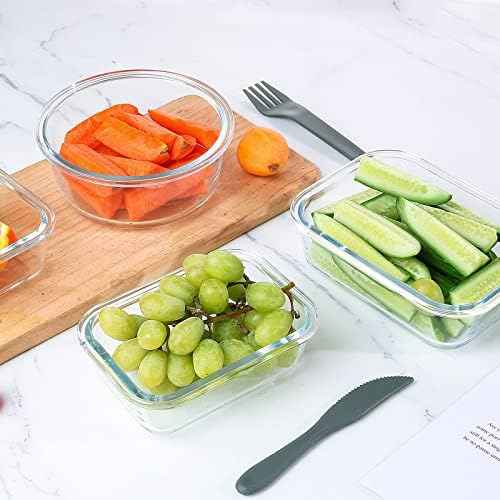 KOMUEE 24-Piece Glass Food Storage Containers Set, Gray