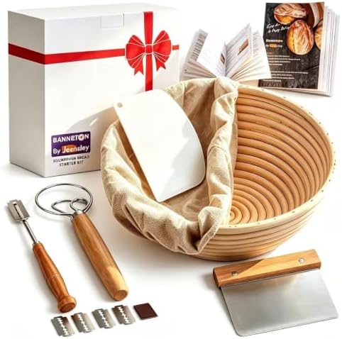 Banneton Bread Proofing Basket Set with Brochure & Baking Supplies