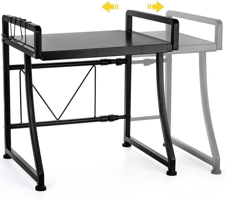 DEAYOU 2-Tier Extendable Microwave Oven Rack with 8 Hooks