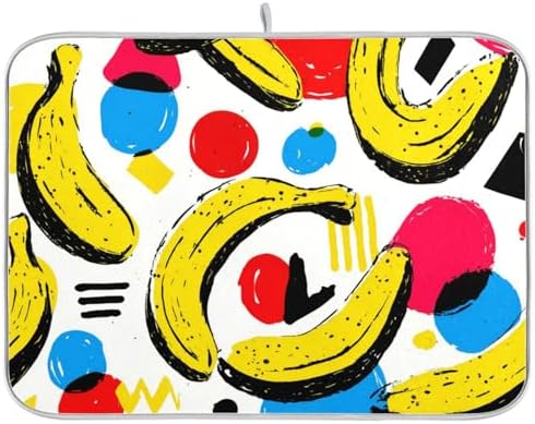 OTVEE Banana Crisp Spark Dish Drying Mat for Kitchen Counter Absorbent