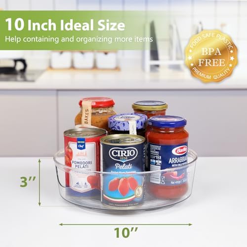 Guzon 4 Pack Lazy Susan Turntable, 10 Inch Rotating Organizer with Handles