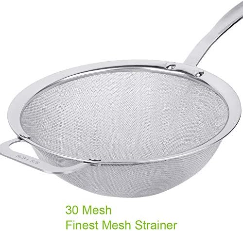 9" Large Fine Mesh Strainer, Stainless Steel 18/8 Extra Fine Mesh