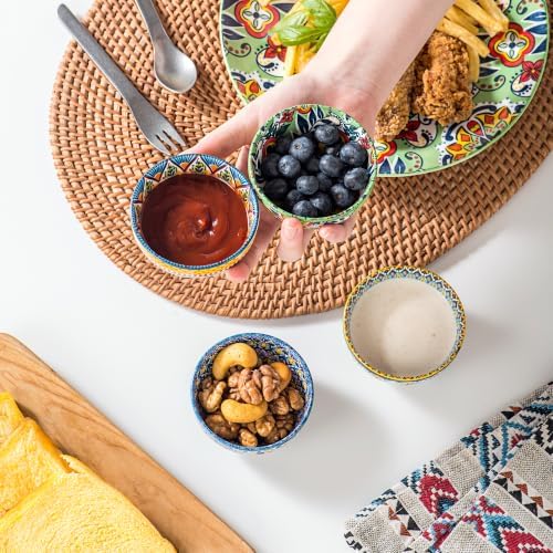 Ceramic Dipping Bowls Set of 6, 2.7 oz Boho Soy Sauce & Condiment