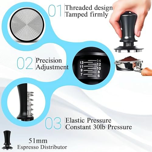 51mm Espresso Accessories Kit, 7PCS Espresso Tamper Set with WDT Tool