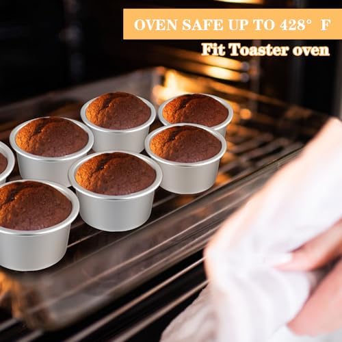 12 PCS Mini Aluminum Round Cake Pans, Nonstick Pudding Baking Molds