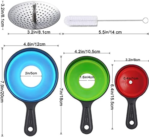 Kalave Canning Funnel with Strainer, Food Grade Silicone Collapsible