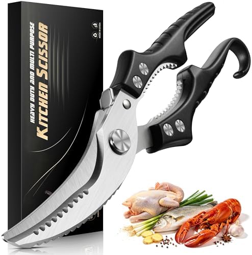 Heavy Duty Poultry Shears, Molybdenum-Vanadium Steel Kitchen Scissors