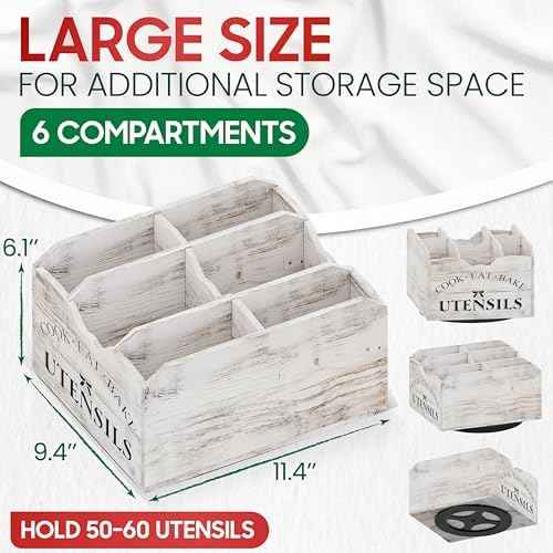 Extra-Large Kitchen Utensil Holder for Countertop-360° Rotating Base