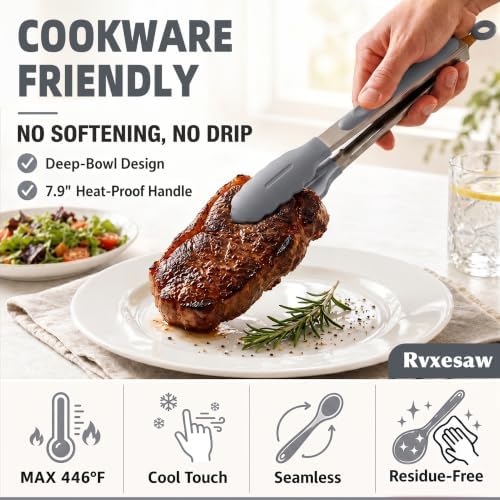 Silicone Kitchen Utensils Set, 9 PCS, Gray