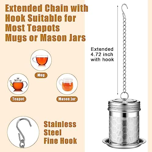 Umigy 4 Pcs Tea Infuser for Loose Tea Set Stainless Steel, Silver