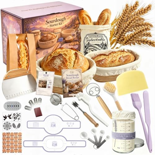 Sourdough Starter Kit, 9" Round & 10" Oval Banneton Basket