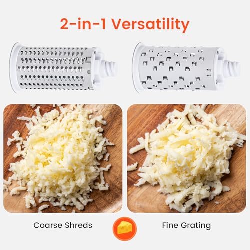 Rotary Cheese Grater Hand Crank, 2 Stainless Steel Drums