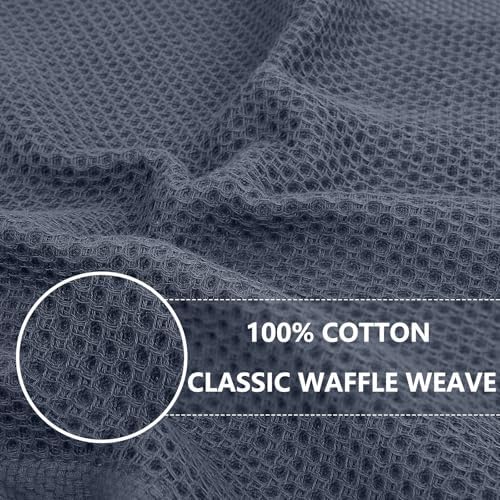 Homaxy 100% Cotton Waffle Weave Kitchen Dish Cloths 10-Pack, Dark Grey