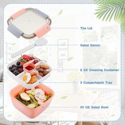 Tessco for you 6 Pcs 50 oz Salad Lunch Container for