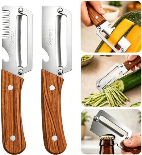 3-in-1 Vegetable Peeler with Bottle Opener, Wooden Handle